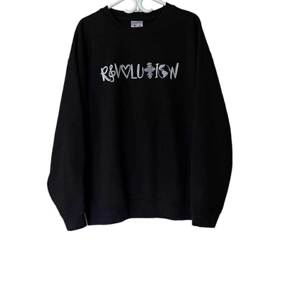 𝅺revolution black Oversized Heavy Blend Graphic Crewneck Sweatshirt-Size 2XL